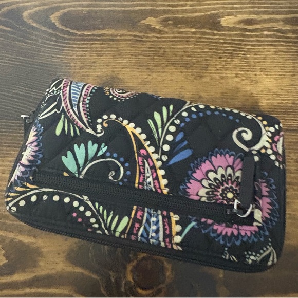 Vera Bradley Navy Floral Turn Lock Wallet - Picture 2 of 5
